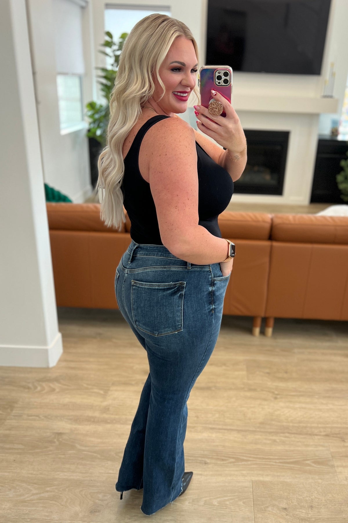Josephine Mid Rise Raw Hem Bootcut Judy Blue Jeans