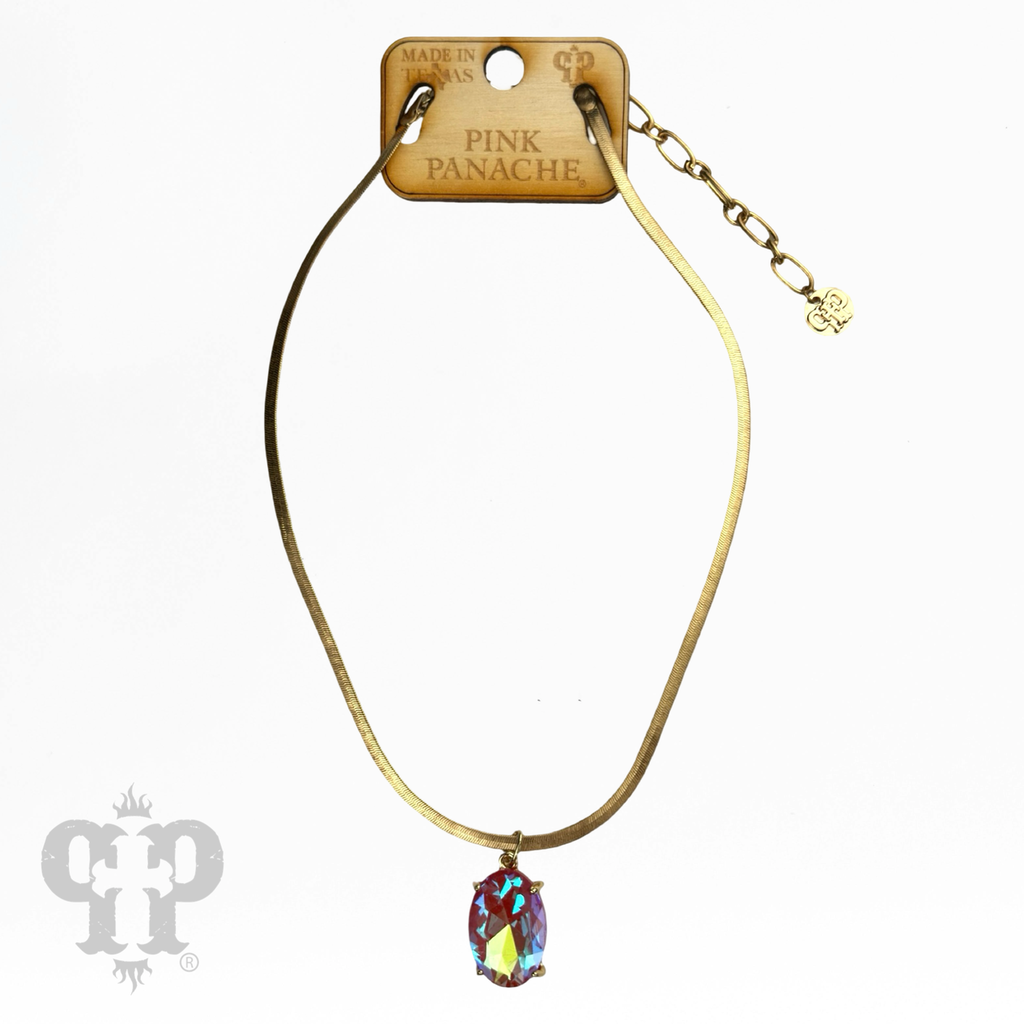 Oval rhinestone pendant necklace