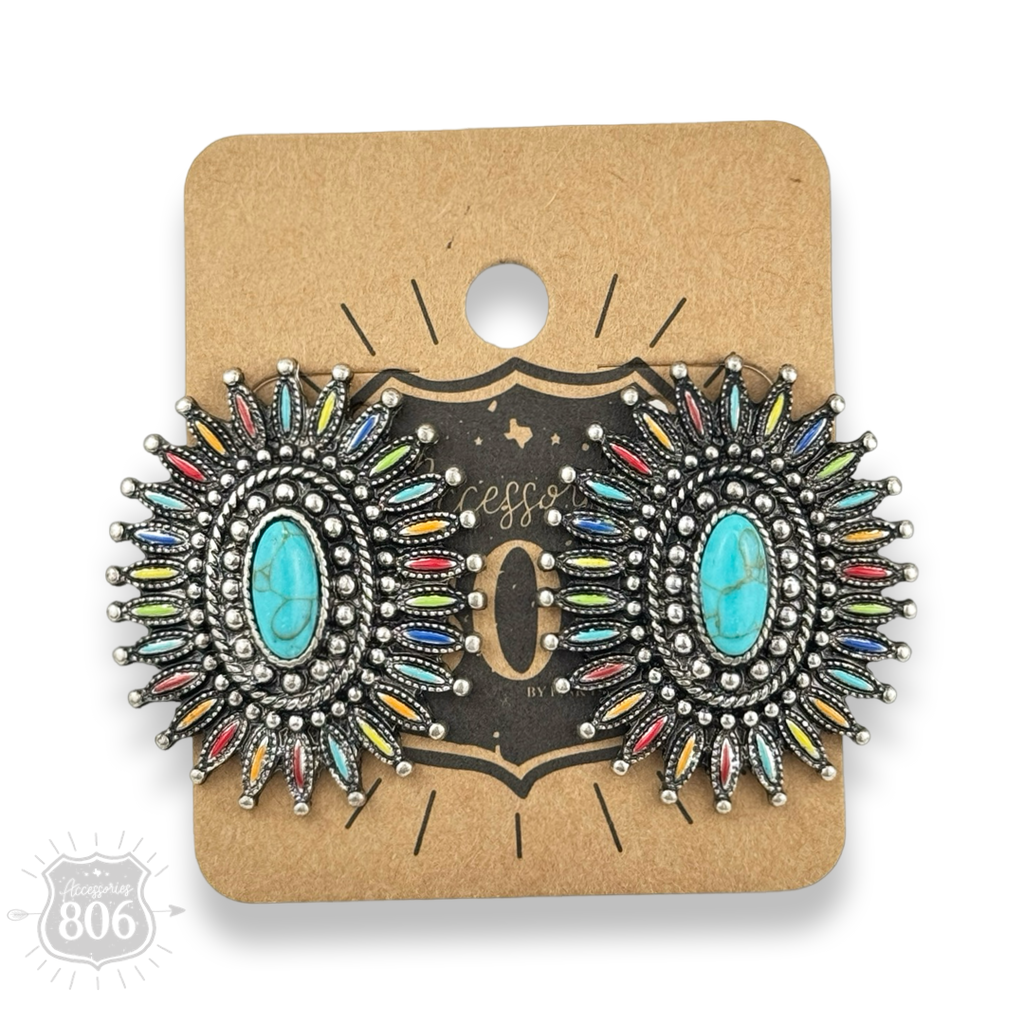 Southwest oval post earring - LC