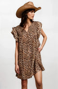 Daring Desert Muse Leopard Ruffle Dress