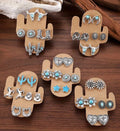 Western Turquoise Earring Set | 4 Pairs, Assorted Designs