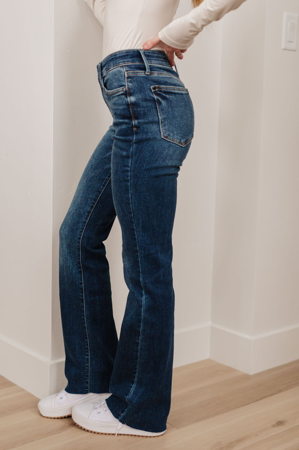 Josephine Mid Rise Raw Hem Bootcut Judy Blue Jeans
