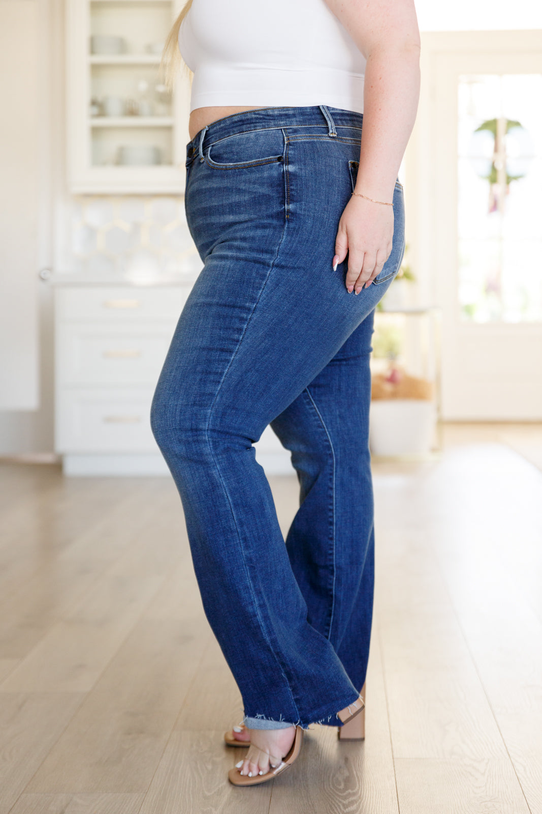 Josephine Mid Rise Raw Hem Bootcut Judy Blue Jeans