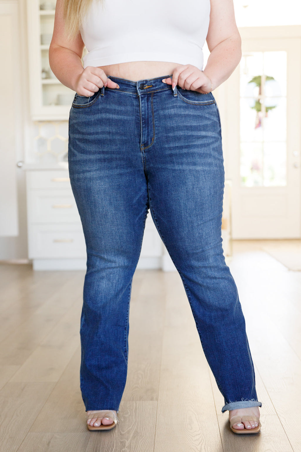 Josephine Mid Rise Raw Hem Bootcut Judy Blue Jeans
