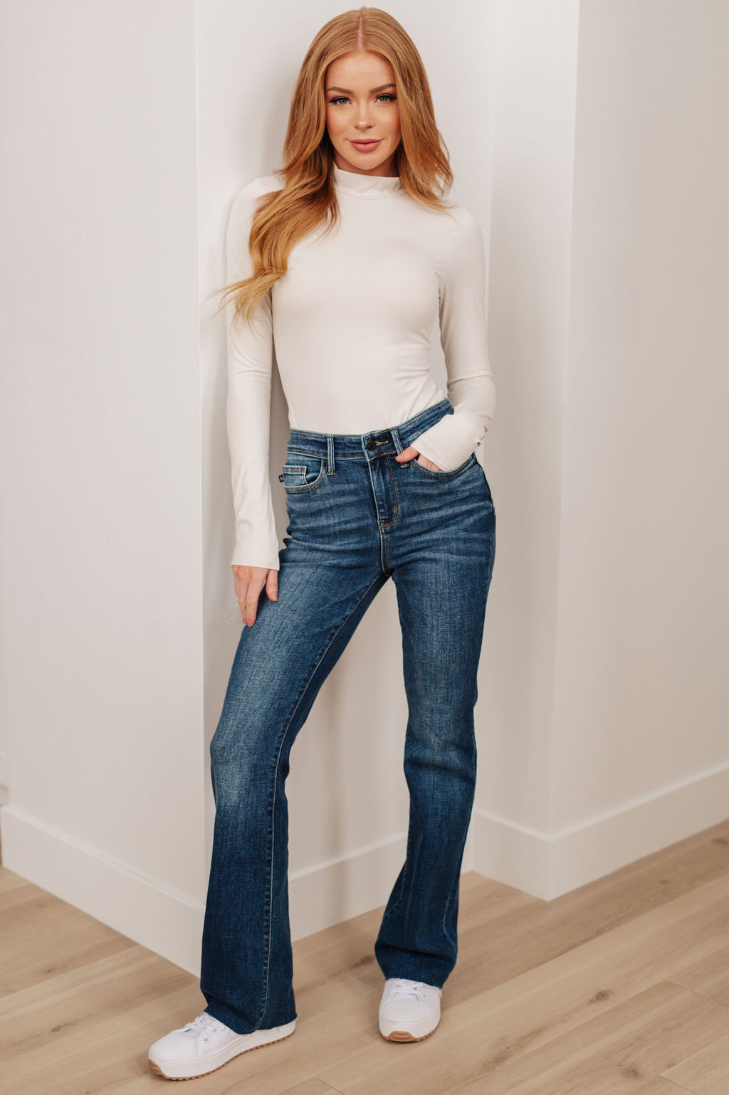 Josephine Mid Rise Raw Hem Bootcut Judy Blue Jeans