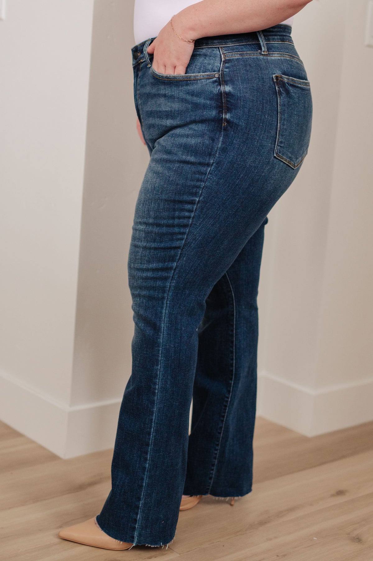 Josephine Mid Rise Raw Hem Bootcut Judy Blue Jeans