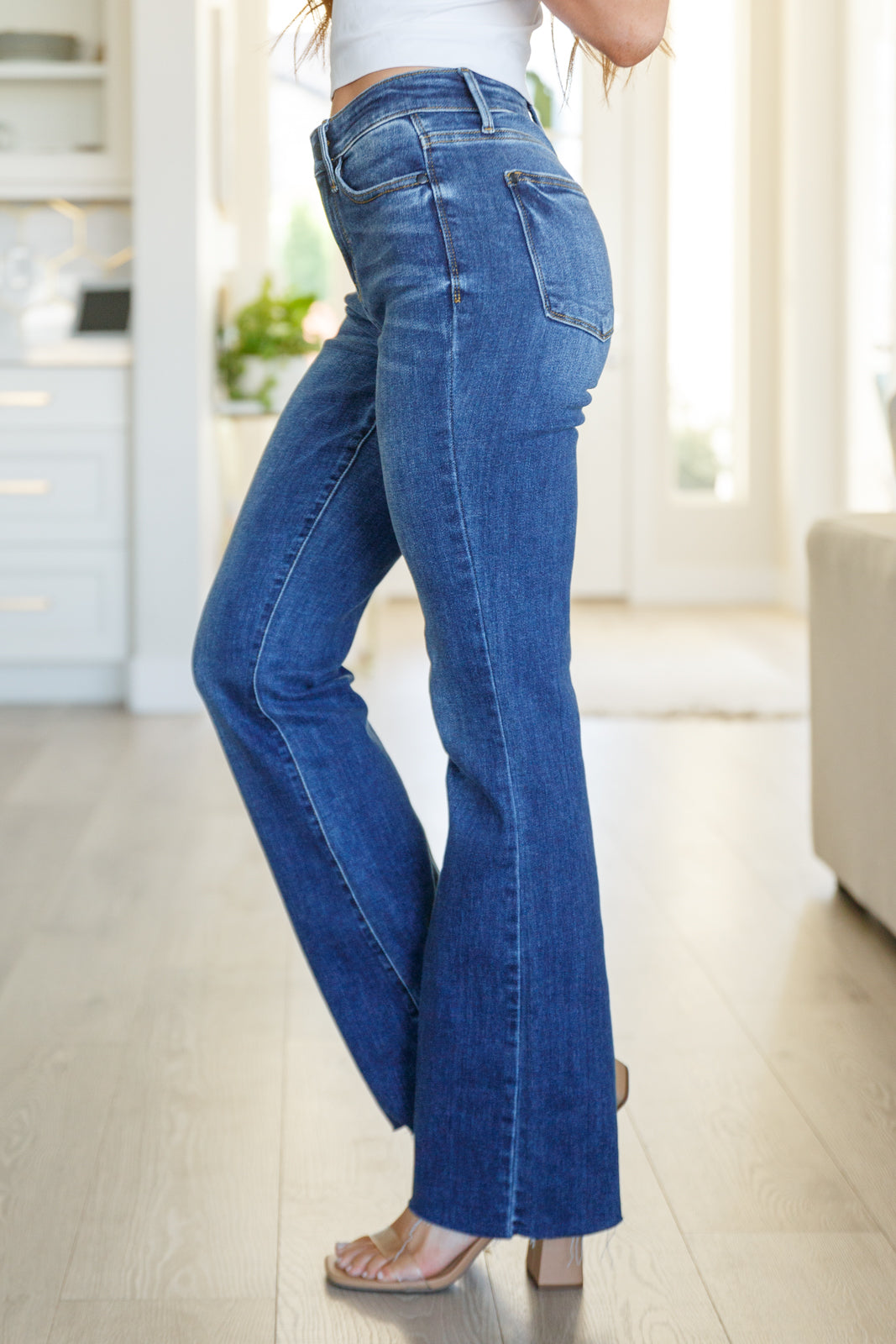 Josephine Mid Rise Raw Hem Bootcut Judy Blue Jeans
