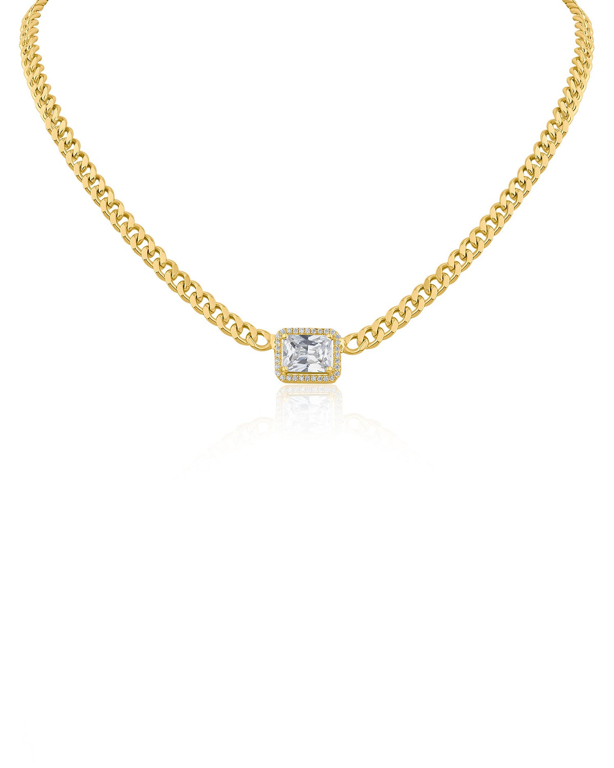 Emerald CZ Center Chain Necklace