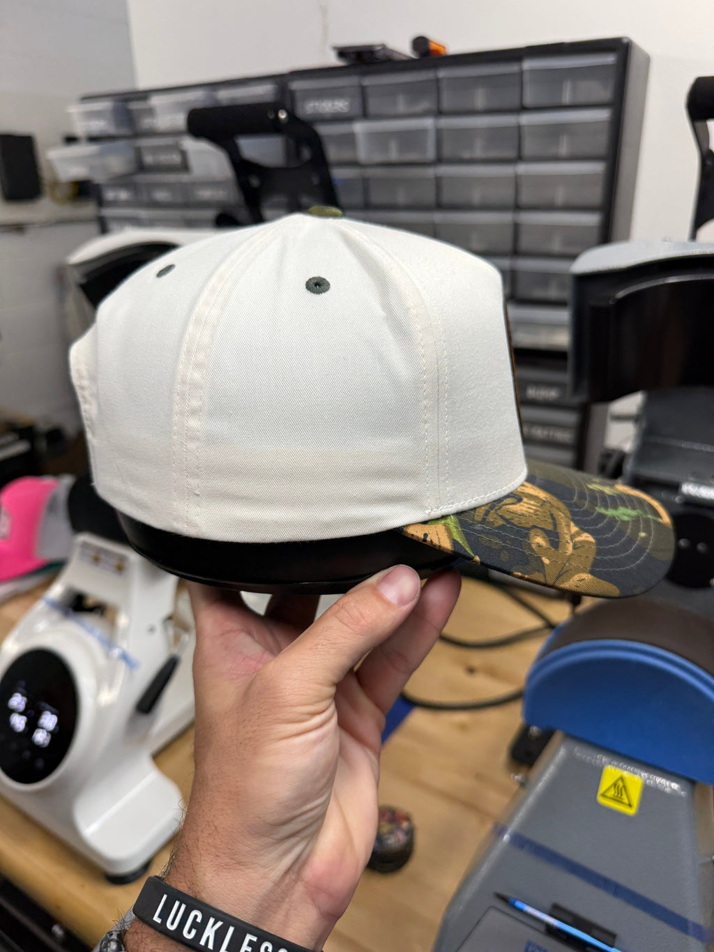Lines and Dimes Camo Leather Patch Snapback