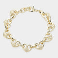 14K Gold Plated Puffed Dome Heart Link Bracelet