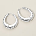 Silver Dipped Chunky Oval Huggie Hoop Earrings