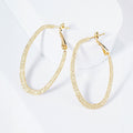 Gold Plated Hypoallergenic Textured Oval Hoop Earrings