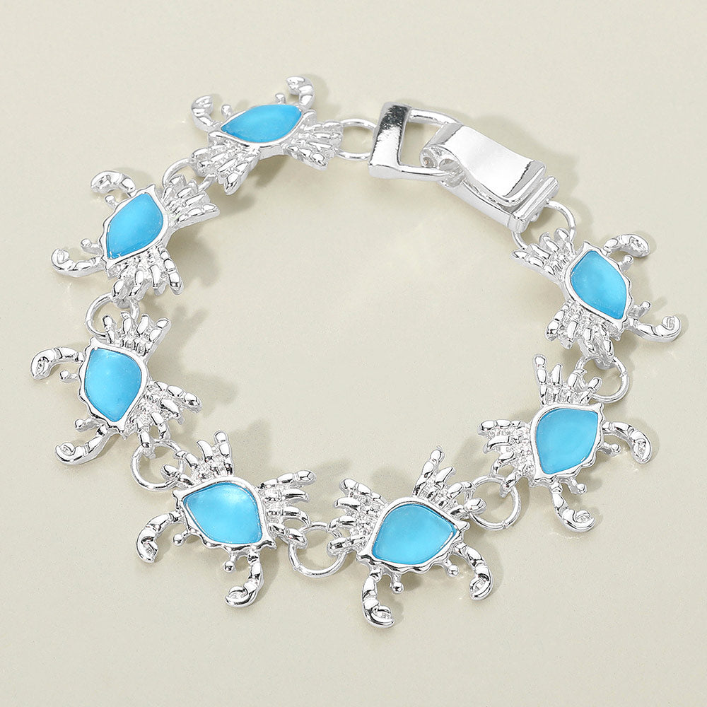 Sea Glass Crab Charm Link Magnetic Bracelet