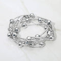 5PCS - Ball Metal Bar Beaded Stretch Multi Layered Bracelets