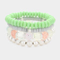 4PCS - Textured Metal Ball Heishi Beaded Stretch Bracelets