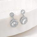 14K Gold Dipped CZ Halo Drop Dangle Earrings
