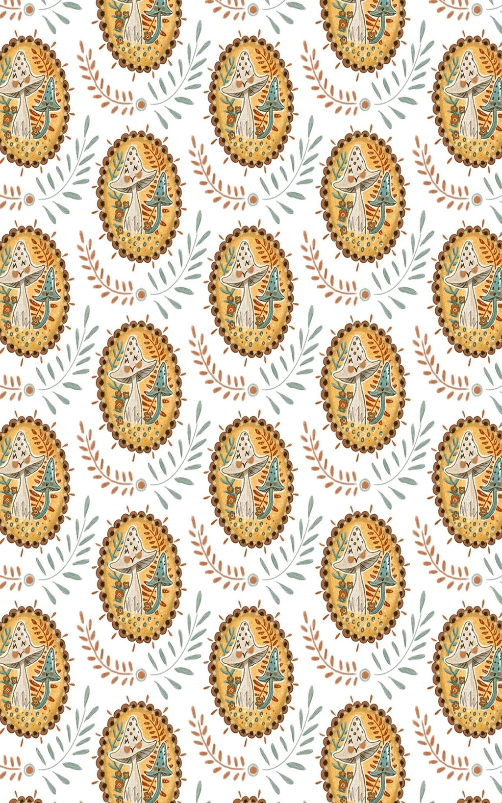 Friendly Mushrooms Wrapping Paper | Michelle Gilsey | Artist Corner