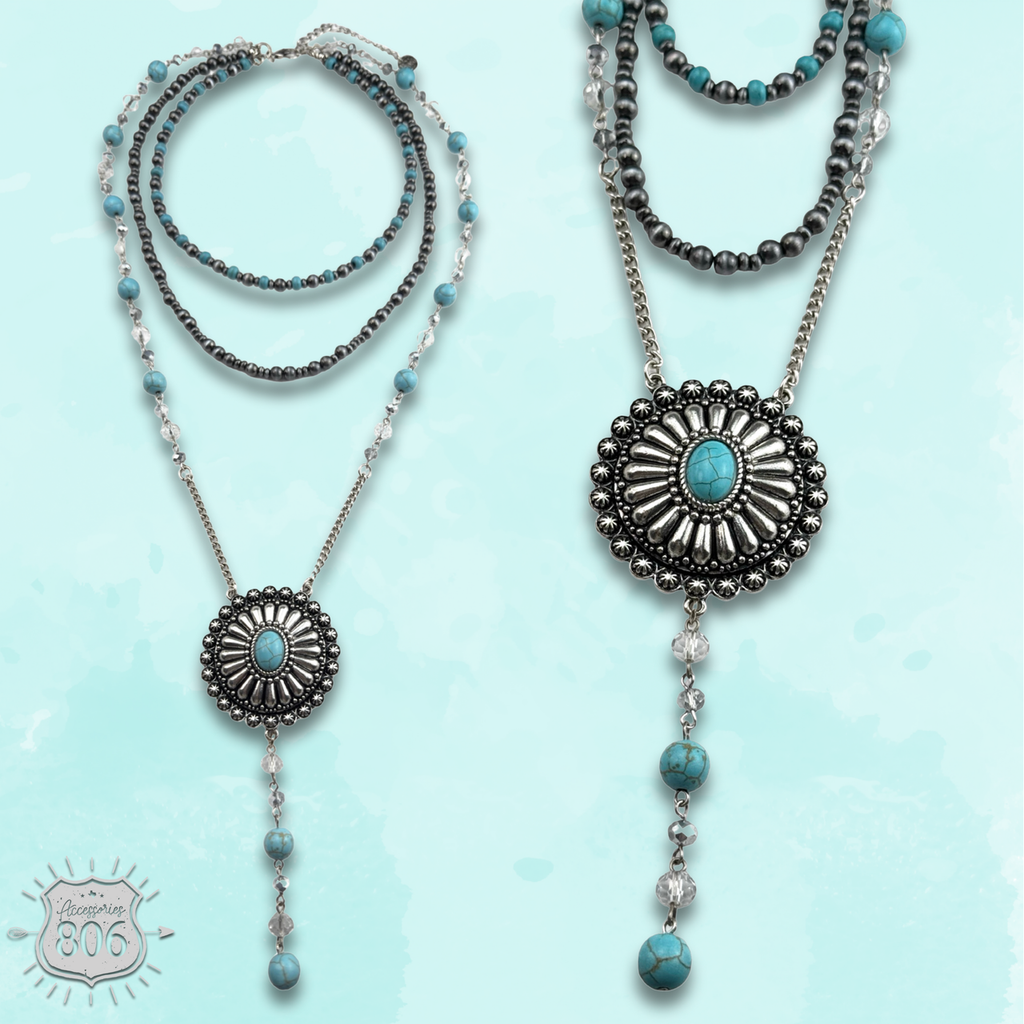 Round western concho necklace