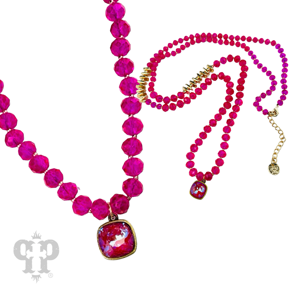 Faceted crystal long necklace with a crystal from Swarovski®- LC