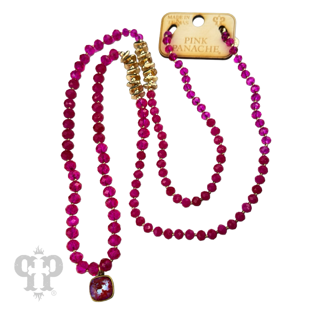 Faceted crystal long necklace with a crystal from Swarovski®- LC