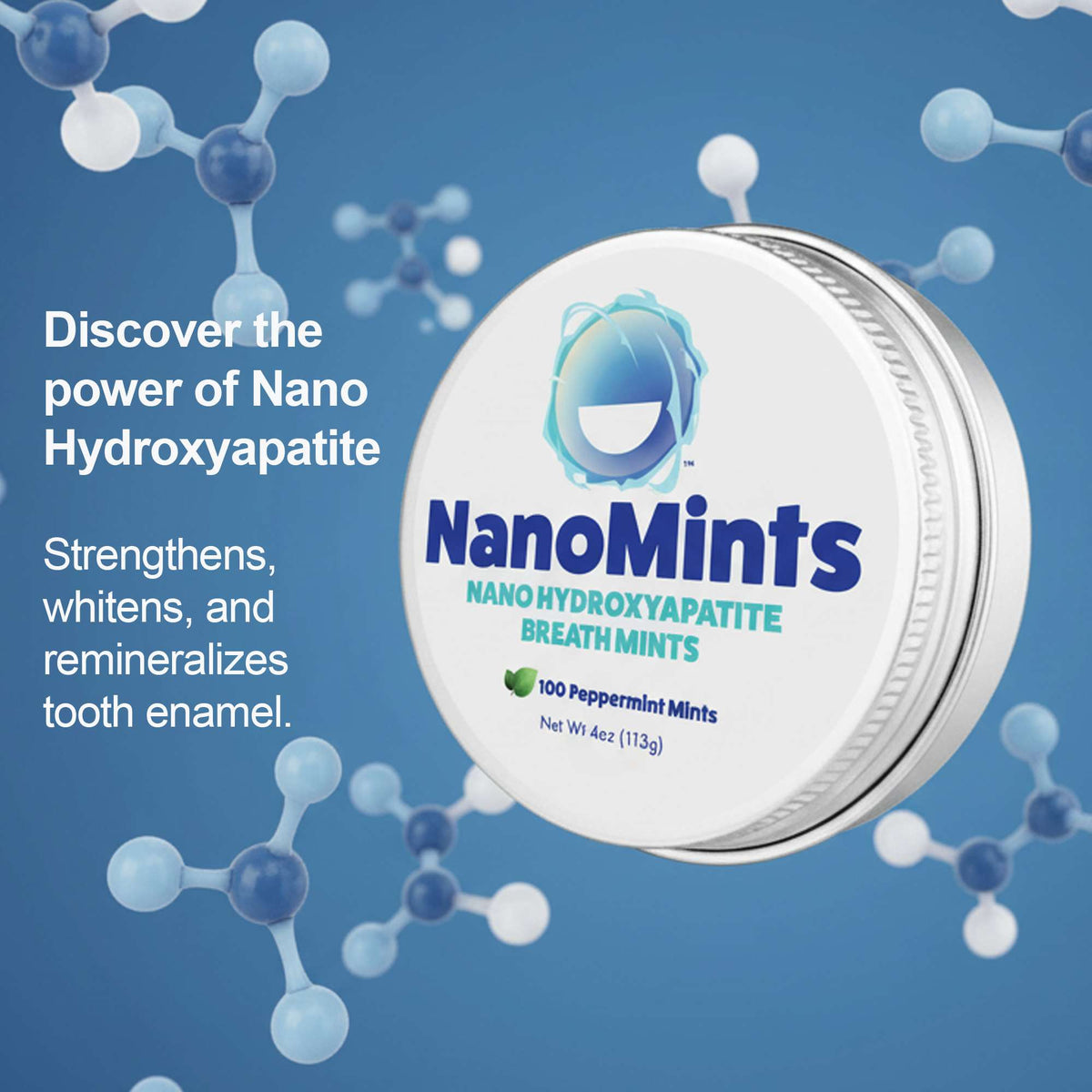 Nano Hydroxyapatite Xylitol-free Peppermint Mint Tin
