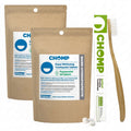 CHOMP Peppermint Toothpaste Tablets with NHAP Refills with Flossing Toothbrush