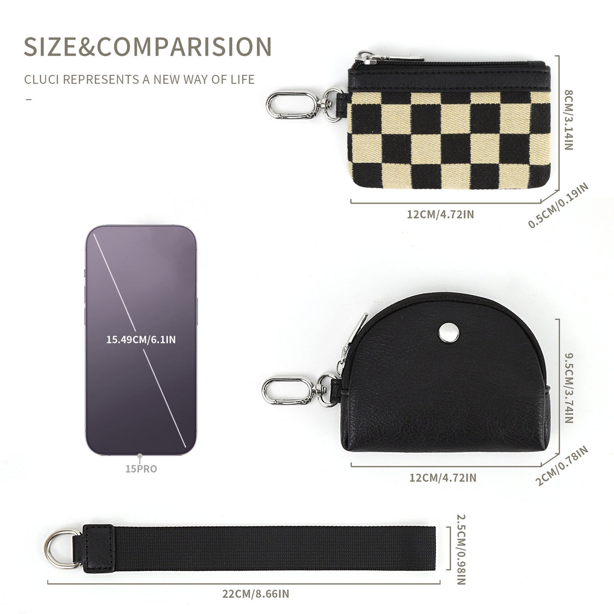 Checkerboard Mini Wristlet & Coin Purse 🖤🤍