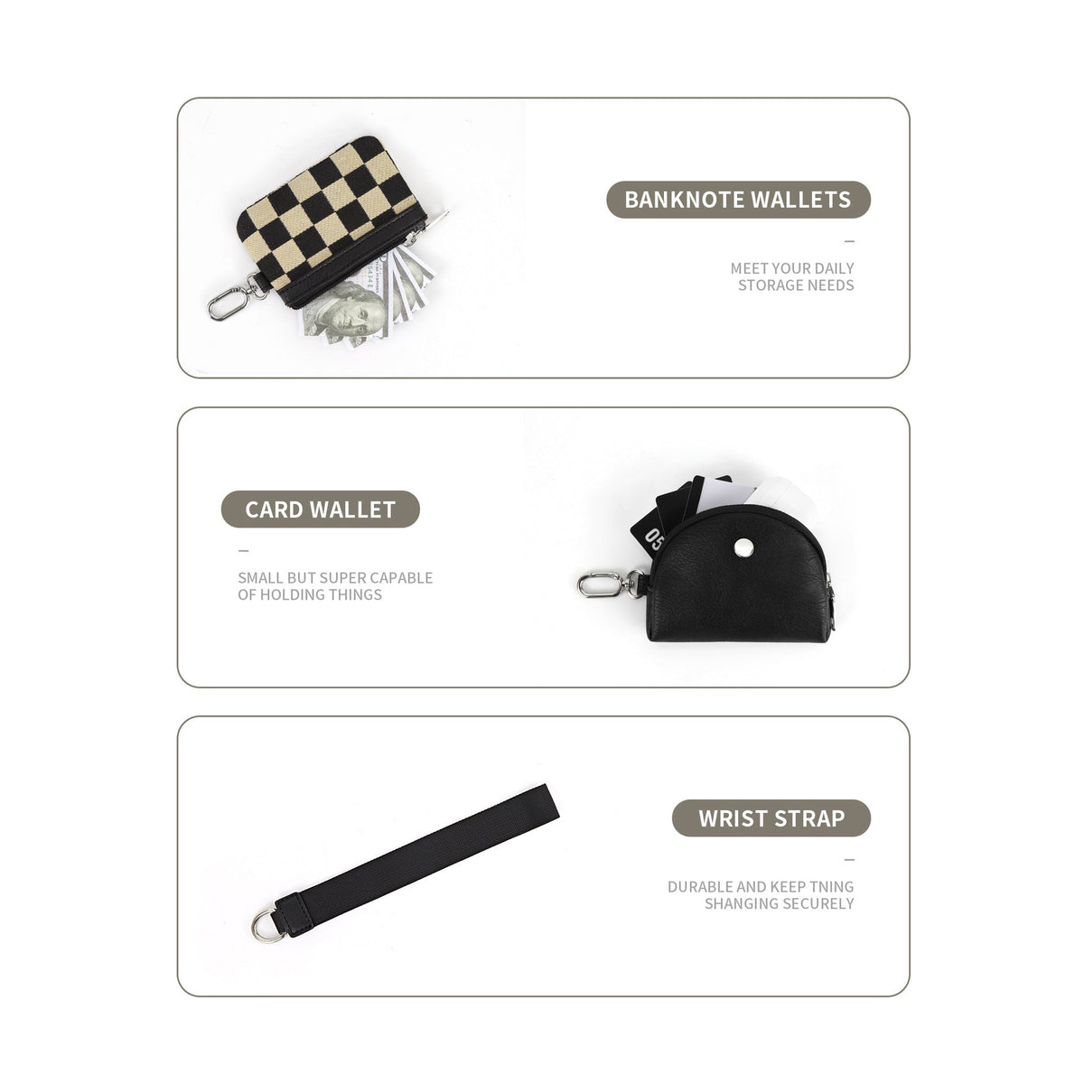 Checkerboard Mini Wristlet & Coin Purse 🖤🤍