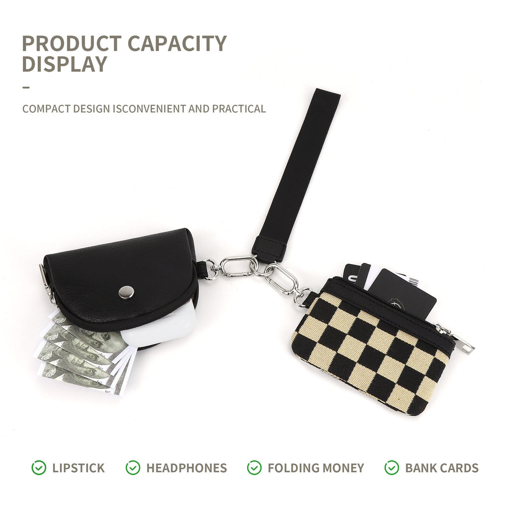 Checkerboard Mini Wristlet & Coin Purse 🖤🤍