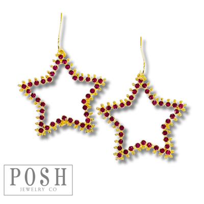 Rhinestone open star earring - LC