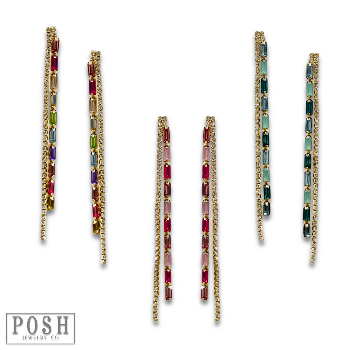 Rhinestone chain earring - LC