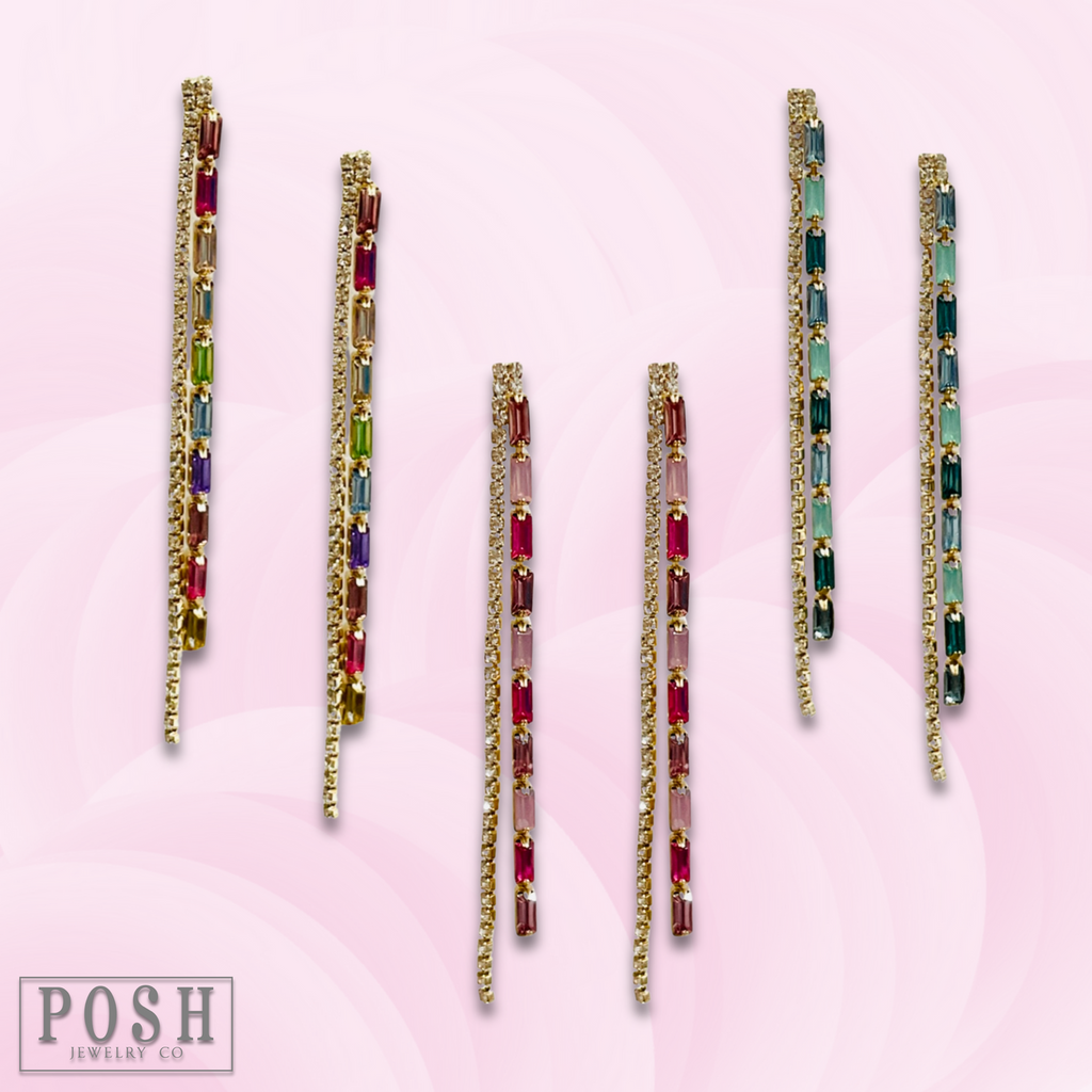 Rhinestone chain earring - LC