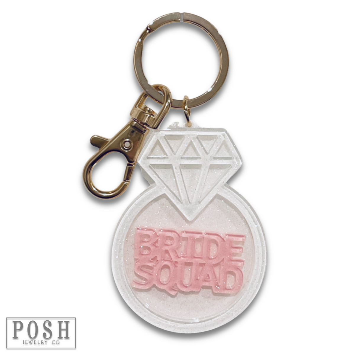 Diamond ring shape wedding keychain - LC