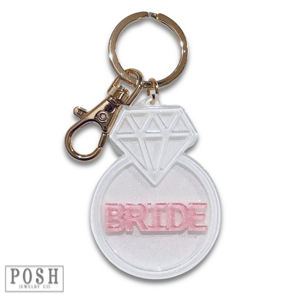 Diamond ring shape wedding keychain - LC