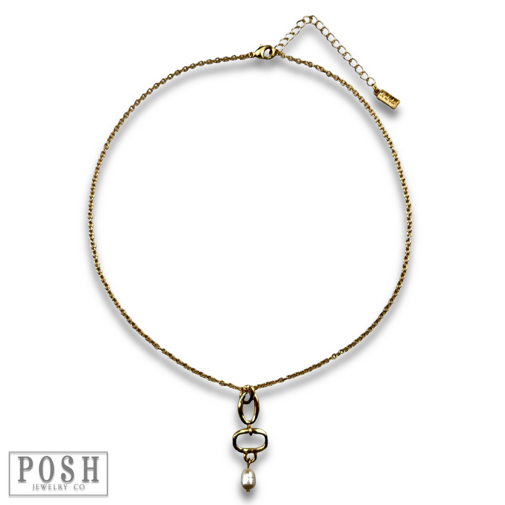 Chain necklace with pearl drop - LC