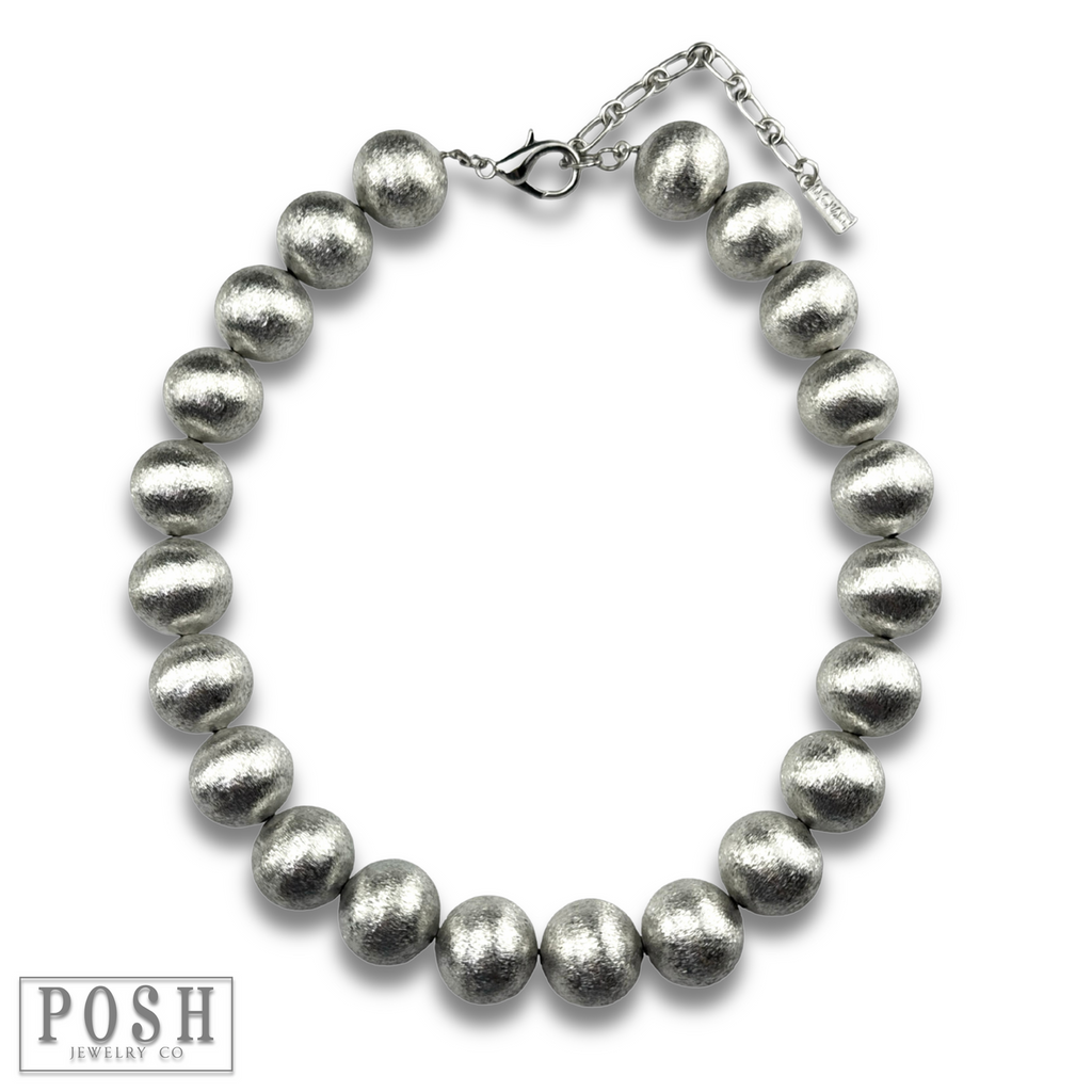 Large brushed bead necklace