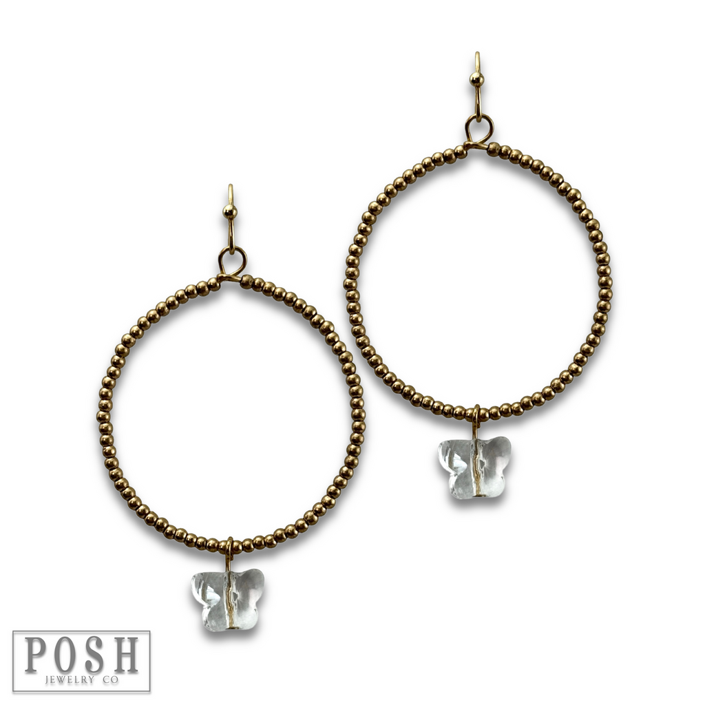 Butterfly drop charm earring, last call