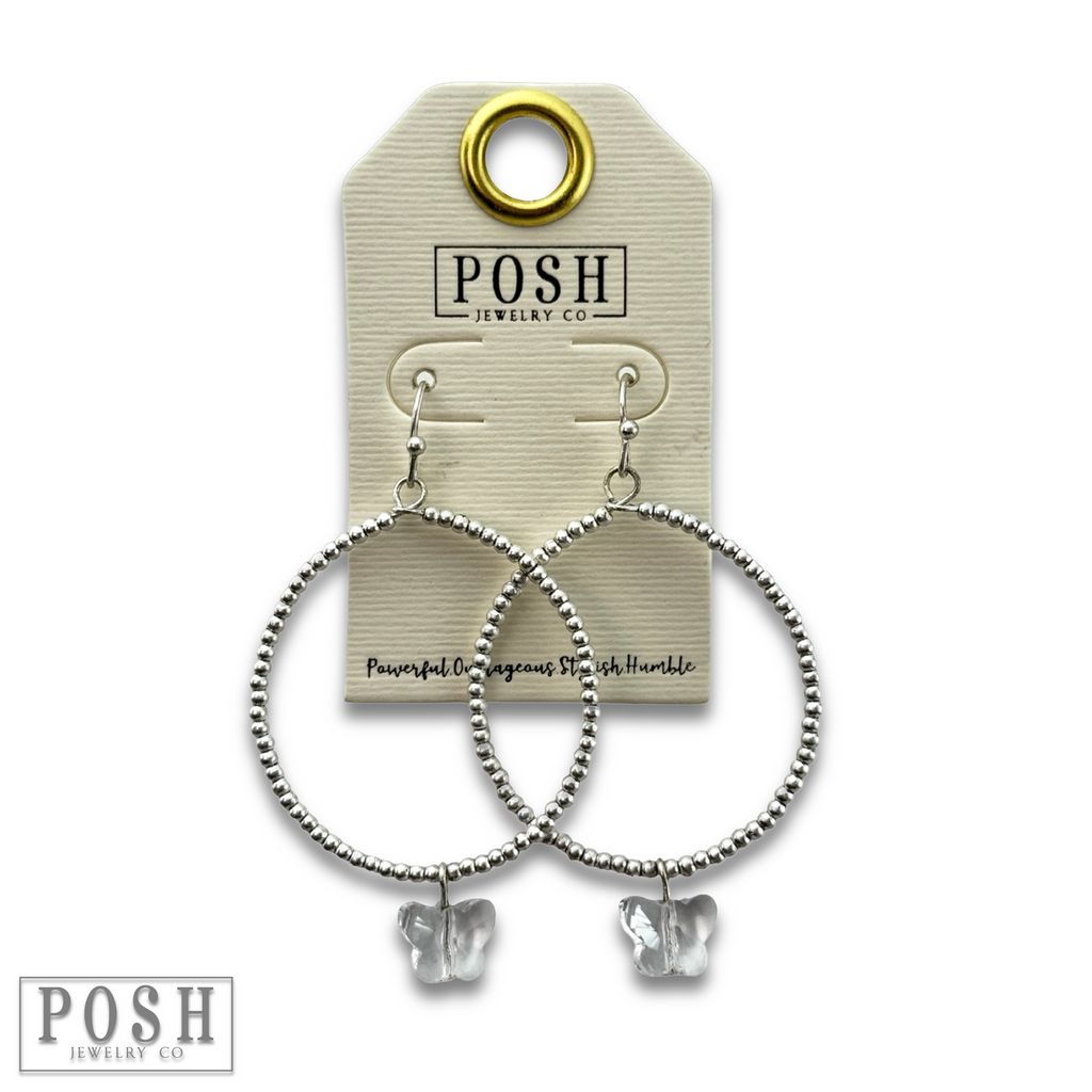 Butterfly drop charm earring, last call