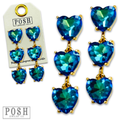 Triple heart rhinestone earring - LC