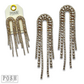 Arched rhinestone fringe earring - LC