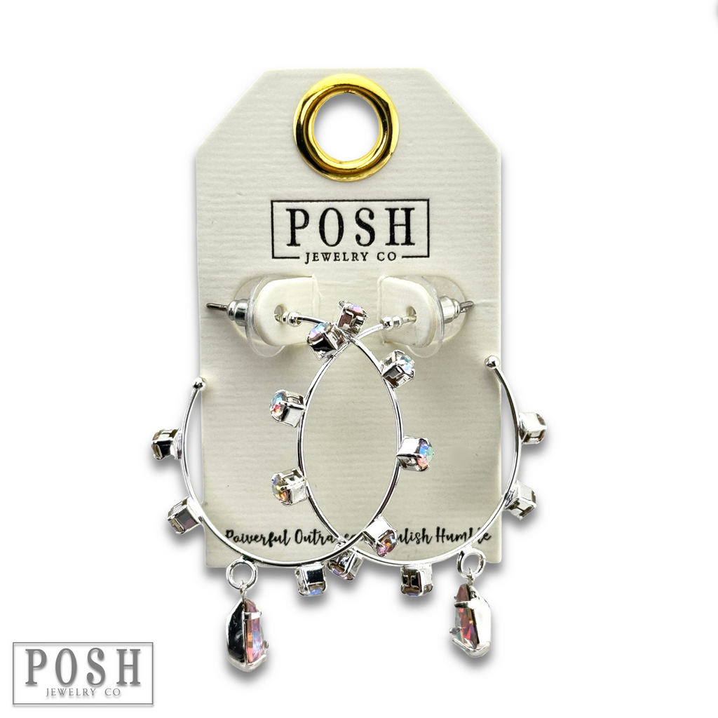 Rhinestone hoop and drop earring