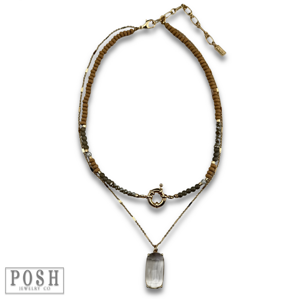 Necklace with large glass pendant - LC