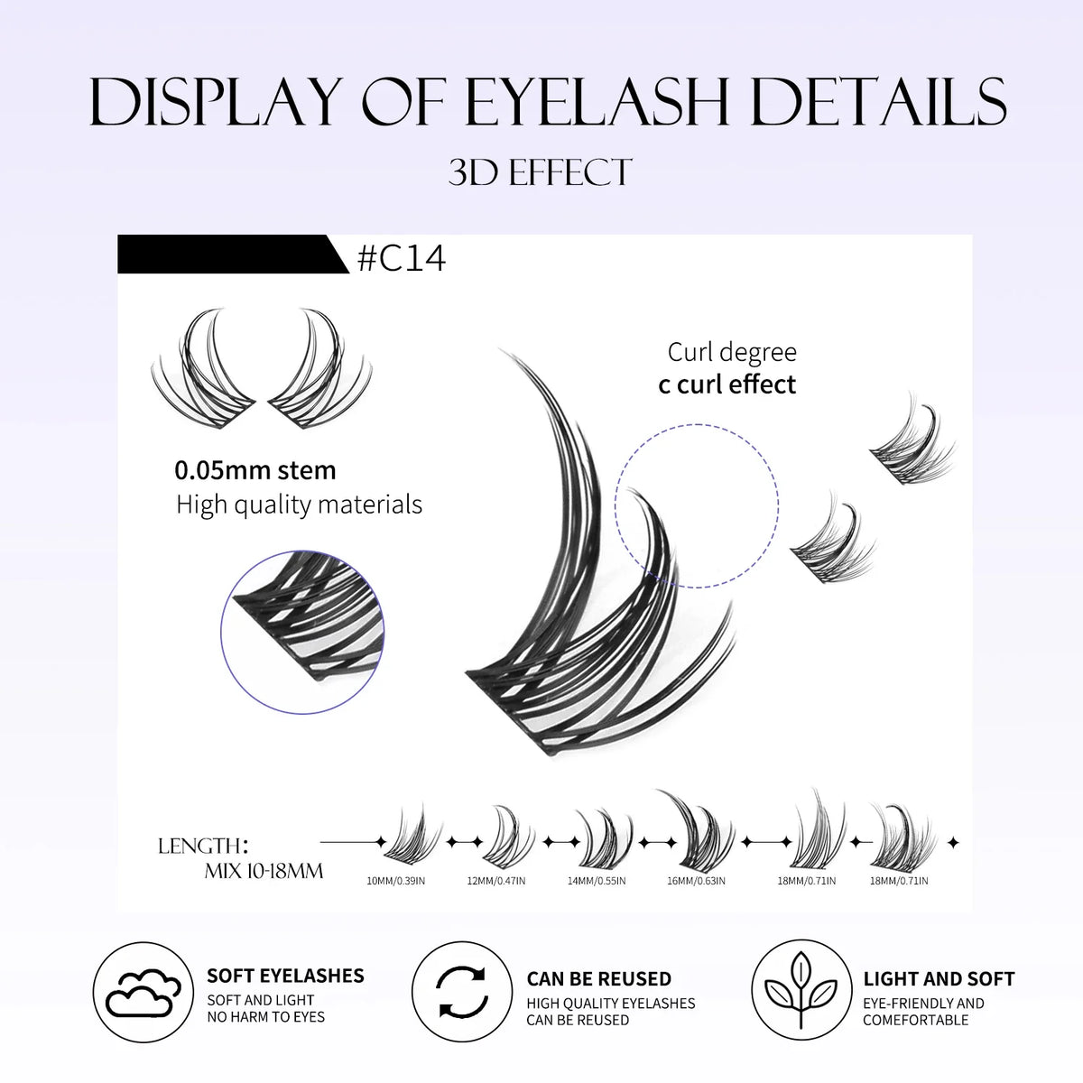 GROINNEYA Eyelashes Clusters 320 pcs Natural Eyelash extension Cluster Lashes Volume Mixed Tray Lashes Cluster Natural Lashes