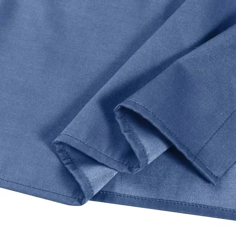 2024 Women New Lapel Pocket Splicing Casual Short Sleeved Solid Color Large Swing Denim Dress Loose Single Breasted Shirt Dress