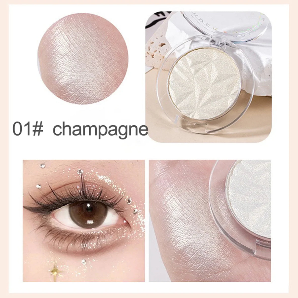 Shimmer Diamond Glow Highlighter 2-Color Palette – Brighten & Contour, Radiant Skin, Natural Glow for Festival & Daily Makeup
