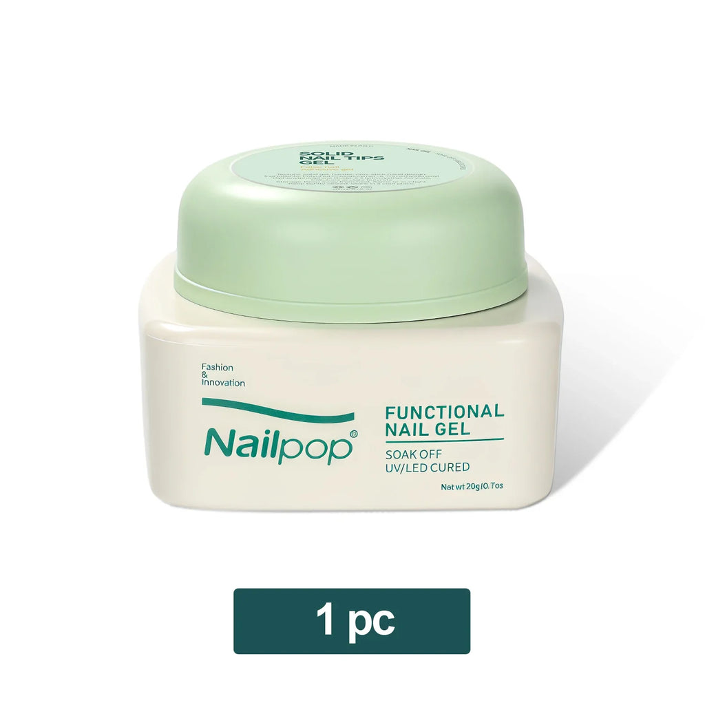 Nailpop Solid Nail Gel Glue for Press On Nails Strong Adhesive Clear Gel Tip Adhesive UV Gel Long-Lasting No Damage 20g (1/3pcs)