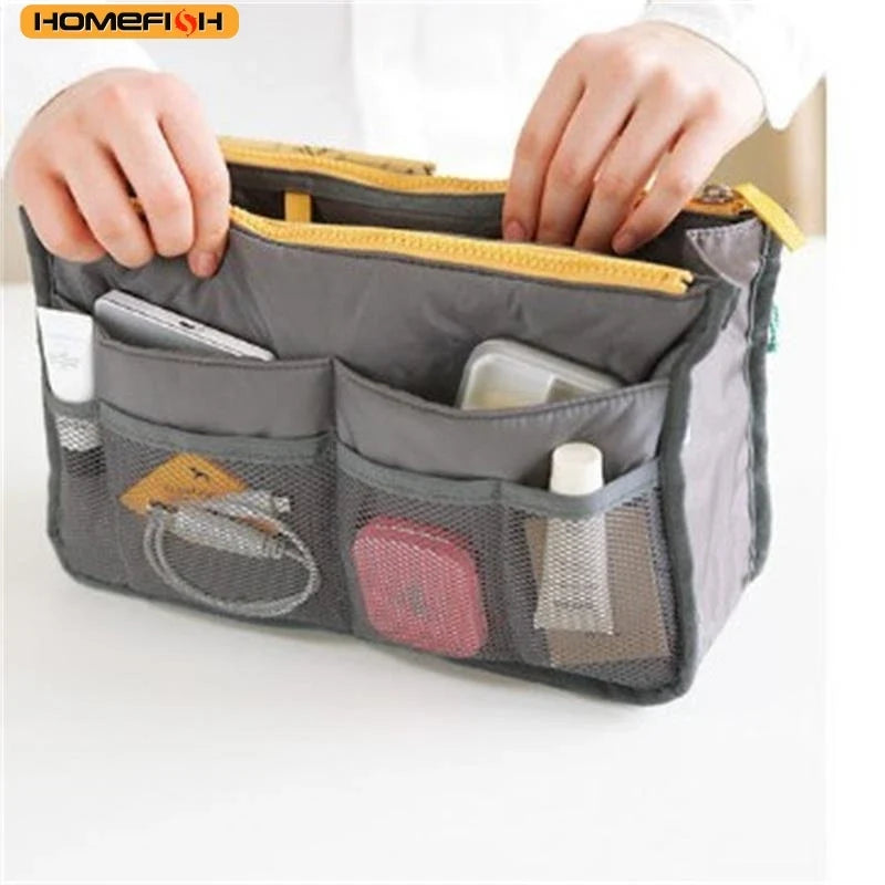 HOMEFISH Multi Functional Large Capacity Makeup Bag Portable Double Zipper Toiletries Travel Storage Bag Mommy Bag Multi Pocket