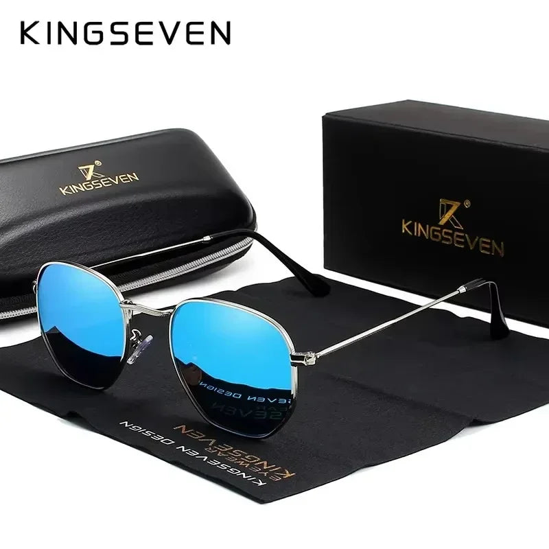 KINGSEVEN Fashion Women Polygon Sunglasses Men Polarized UV400 Sunscreen Round Thin Frame Glassses Luxury Causal Driving Eyewear