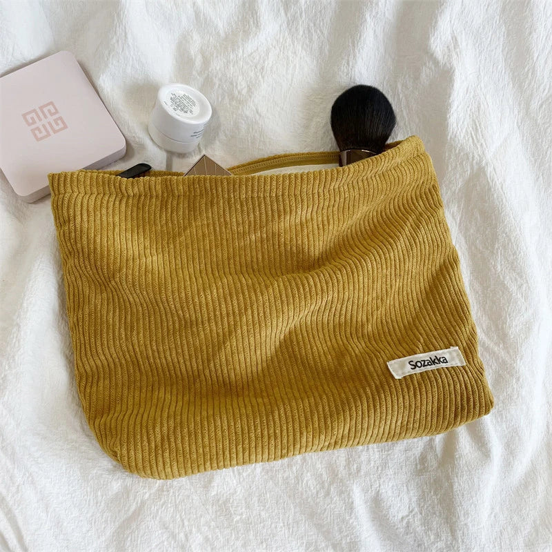 Corduroy Makeup Bag for Female Internet Celebrity, Large Capacity Lipstick Makeup, Change, Mobile Phone, Handheld Bag