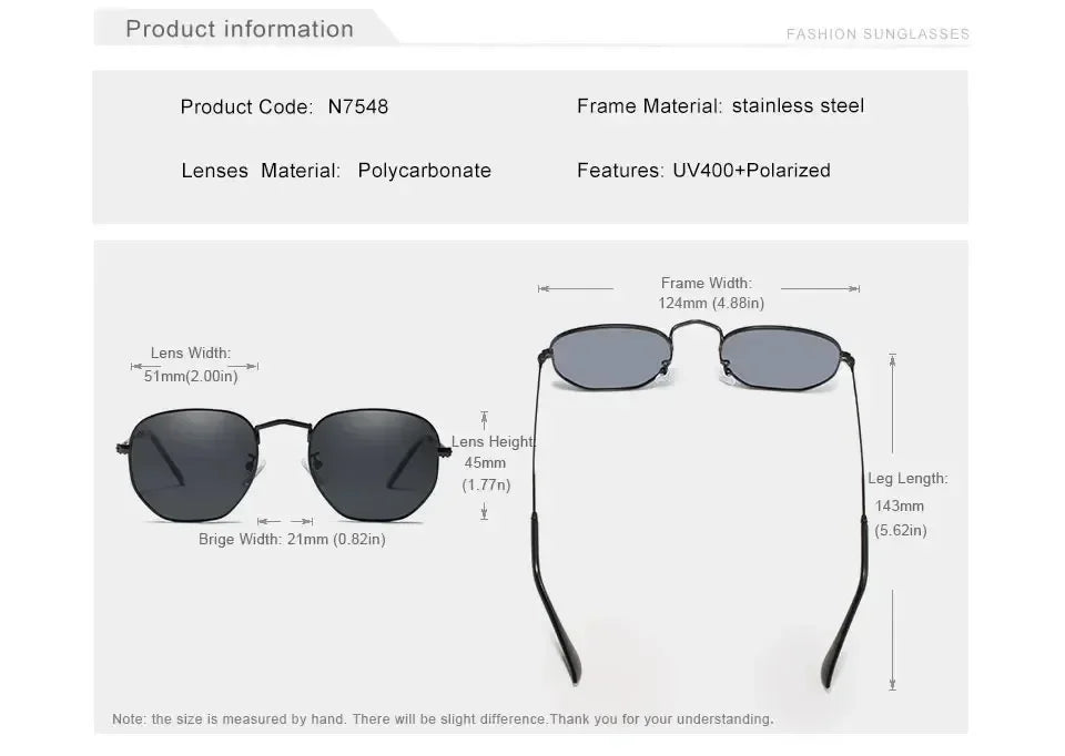 KINGSEVEN Fashion Women Polygon Sunglasses Men Polarized UV400 Sunscreen Round Thin Frame Glassses Luxury Causal Driving Eyewear